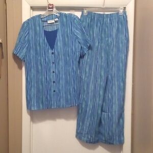 Alfred Dunner Water Wave Stripes Pant Set (Top & Pants) - Size 8